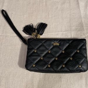 Juicy Couture black double zippered clutch.